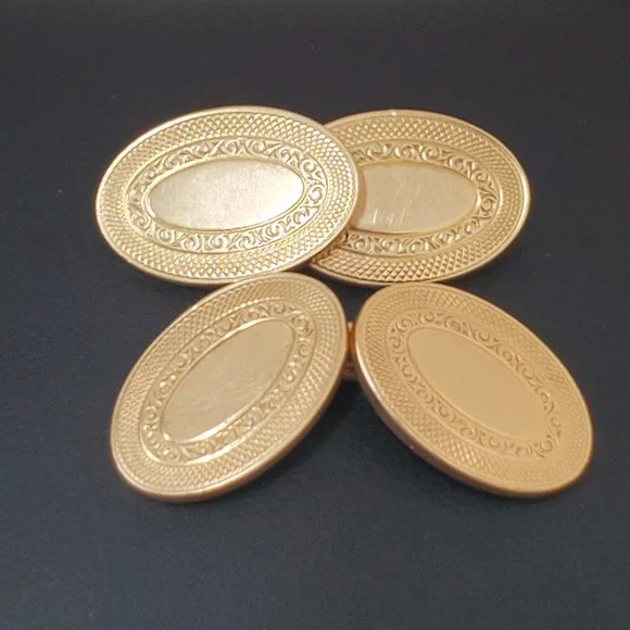 Vintage Krementz Gold Plate Chain Cufflinks Art Deco Oval - Picture 1 of 8